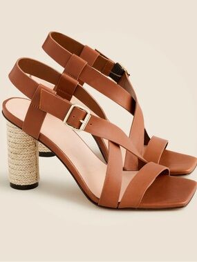 J. Crew Women’s Tan Leather Strappy Rope Heel Sandals Size 8 NWOT
